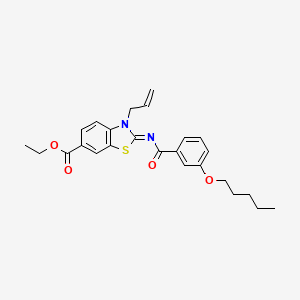 molecular formula C25H28N2O4S B2682512 ethyl (2Z)-2-{[3-(pentyloxy)benzoyl]imino}-3-(prop-2-en-1-yl)-2,3-dihydro-1,3-benzothiazole-6-carboxylate CAS No. 865174-74-9