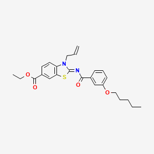Ethyl 2-(3-pentoxybenzoyl)imino-3-prop-2-enyl-1,3-benzothiazole-6-carboxylate