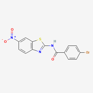 molecular formula C14H8BrN3O3S B2682515 4-bromo-N-(6-nitro-1,3-benzothiazol-2-yl)benzamide CAS No. 302967-89-1