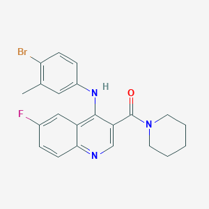 molecular formula C22H21BrFN3O B2682517 N-(4-BROMO-3-METHYLPHENYL)-6-FLUORO-3-(PIPERIDINE-1-CARBONYL)QUINOLIN-4-AMINE CAS No. 1189871-77-9