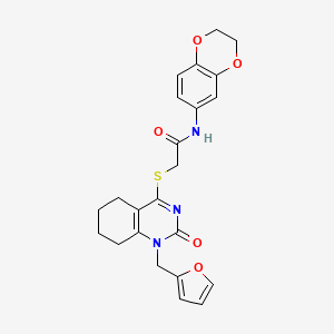 molecular formula C23H23N3O5S B2682518 N-(2,3-dihydro-1,4-benzodioxin-6-yl)-2-({1-[(furan-2-yl)methyl]-2-oxo-1,2,5,6,7,8-hexahydroquinazolin-4-yl}sulfanyl)acetamide CAS No. 899987-09-8