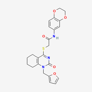 N-(2,3-dihydrobenzo[b][1,4]dioxin-6-yl)-2-((1-(furan-2-ylmethyl)-2-oxo-1,2,5,6,7,8-hexahydroquinazolin-4-yl)thio)acetamide