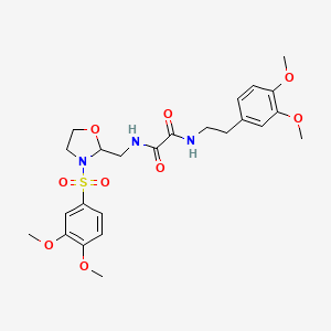 molecular formula C24H31N3O9S B2682542 N-{[3-(3,4-dimethoxybenzenesulfonyl)-1,3-oxazolidin-2-yl]methyl}-N'-[2-(3,4-dimethoxyphenyl)ethyl]ethanediamide CAS No. 868983-07-7