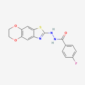 B2682566 N'-(6,7-dihydro-[1,4]dioxino[2,3-f][1,3]benzothiazol-2-yl)-4-fluorobenzohydrazide CAS No. 851988-64-2