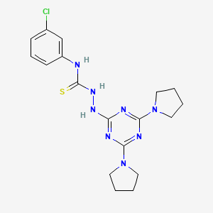 molecular formula C18H23ClN8S B2682576 3-{[4,6-bis(pyrrolidin-1-yl)-1,3,5-triazin-2-yl]amino}-1-(3-chlorophenyl)thiourea CAS No. 898623-30-8