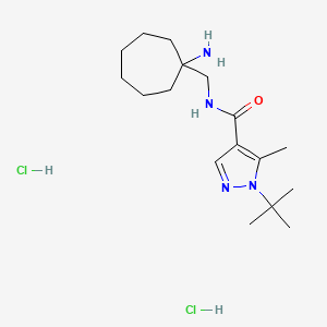 molecular formula C17H32Cl2N4O B2682607 N-[(1-Aminocycloheptyl)methyl]-1-tert-butyl-5-methylpyrazole-4-carboxamide;dihydrochloride CAS No. 2460755-89-7
