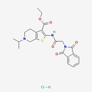 molecular formula C23H26ClN3O5S B2682624 Ethyl 2-(2-(1,3-dioxoisoindolin-2-yl)acetamido)-6-isopropyl-4,5,6,7-tetrahydrothieno[2,3-c]pyridine-3-carboxylate hydrochloride CAS No. 1329853-16-8