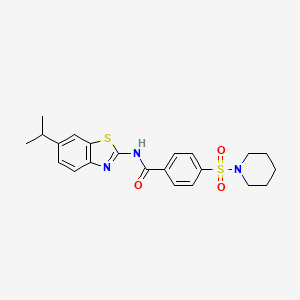 molecular formula C22H25N3O3S2 B2682634 N-(6-isopropylbenzo[d]thiazol-2-yl)-4-(piperidin-1-ylsulfonyl)benzamide CAS No. 892855-78-6