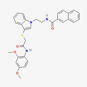 molecular formula C31H29N3O4S B2682642 N-(2-(3-((2-((2,4-dimethoxyphenyl)amino)-2-oxoethyl)thio)-1H-indol-1-yl)ethyl)-2-naphthamide CAS No. 533865-80-4
