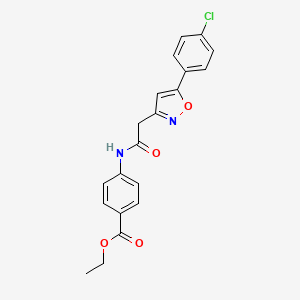 molecular formula C20H17ClN2O4 B2682729 Ethyl 4-(2-(5-(4-chlorophenyl)isoxazol-3-yl)acetamido)benzoate CAS No. 946283-88-1