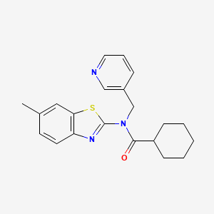 molecular formula C21H23N3OS B2682739 N-(6-methyl-1,3-benzothiazol-2-yl)-N-[(pyridin-3-yl)methyl]cyclohexanecarboxamide CAS No. 895007-30-4