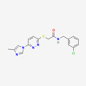 molecular formula C17H16ClN5OS B2682750 N-(3-chlorobenzyl)-2-((6-(4-methyl-1H-imidazol-1-yl)pyridazin-3-yl)thio)acetamide CAS No. 1251628-95-1