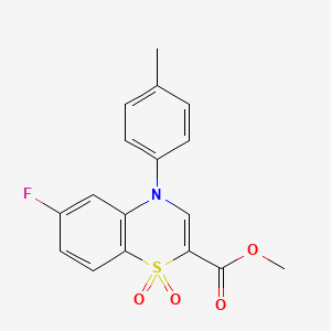 molecular formula C17H14FNO4S B2682801 methyl 6-fluoro-4-(p-tolyl)-4H-benzo[b][1,4]thiazine-2-carboxylate 1,1-dioxide CAS No. 1358569-75-1