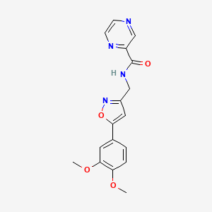 molecular formula C17H16N4O4 B2682818 N-((5-(3,4-dimethoxyphenyl)isoxazol-3-yl)methyl)pyrazine-2-carboxamide CAS No. 1211284-50-2