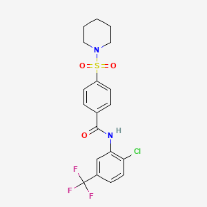 molecular formula C19H18ClF3N2O3S B2682833 N-(2-chloro-5-(trifluoromethyl)phenyl)-4-(piperidin-1-ylsulfonyl)benzamide CAS No. 392289-88-2
