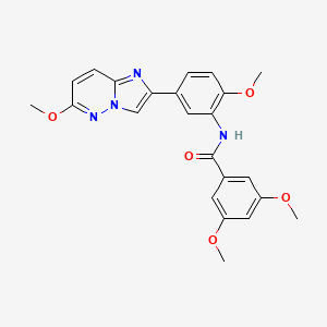 molecular formula C23H22N4O5 B2682863 3,5-dimethoxy-N-(2-methoxy-5-(6-methoxyimidazo[1,2-b]pyridazin-2-yl)phenyl)benzamide CAS No. 953241-73-1