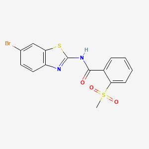 molecular formula C15H11BrN2O3S2 B2682866 N-(6-bromo-1,3-benzothiazol-2-yl)-2-methanesulfonylbenzamide CAS No. 896360-56-8