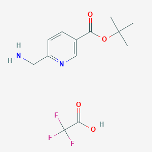 molecular formula C13H17F3N2O4 B2682957 tert-butyl 6-(aminomethyl)pyridine-3-carboxylate; trifluoroacetic acid CAS No. 2361636-30-6