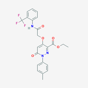 molecular formula C23H20F3N3O5 B2682990 ethyl 1-(4-methylphenyl)-6-oxo-4-({[2-(trifluoromethyl)phenyl]carbamoyl}methoxy)-1,6-dihydropyridazine-3-carboxylate CAS No. 899729-44-3
