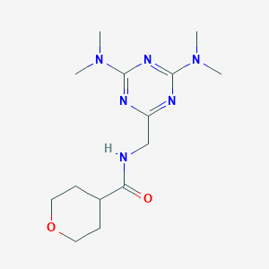 molecular formula C14H24N6O2 B2683000 N-{[4,6-bis(dimethylamino)-1,3,5-triazin-2-yl]methyl}oxane-4-carboxamide CAS No. 2034518-63-1