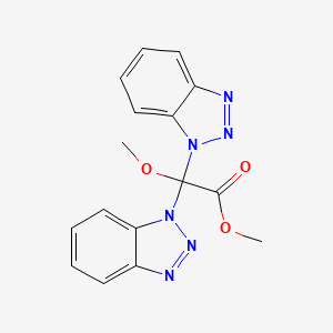 molecular formula C16H14N6O3 B2683002 Methyl 2,2-bis(1H-1,2,3-benzotriazol-1-yl)-2-methoxyacetate CAS No. 301164-65-8