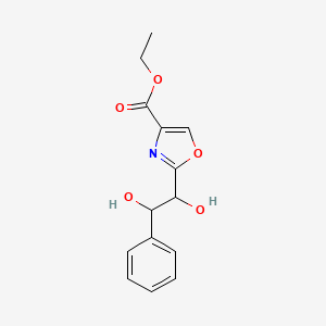 molecular formula C14H15NO5 B2683044 ethyl2-(1,2-dihydroxy-2-phenylethyl)-1,3-oxazole-4-carboxylate CAS No. 181633-66-9