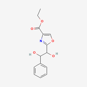 molecular formula C14H15NO5 B2683044 Ethyl 2-(1,2-dihydroxy-2-phenylethyl)-1,3-oxazole-4-carboxylate CAS No. 181633-66-9