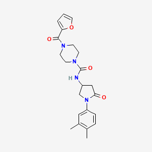 molecular formula C22H26N4O4 B2683046 N-[1-(3,4-dimethylphenyl)-5-oxopyrrolidin-3-yl]-4-(furan-2-carbonyl)piperazine-1-carboxamide CAS No. 894028-40-1