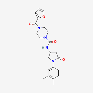 N-(1-(3,4-dimethylphenyl)-5-oxopyrrolidin-3-yl)-4-(furan-2-carbonyl)piperazine-1-carboxamide