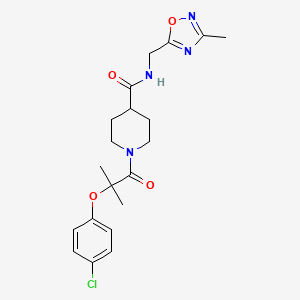 1-(2-(4-chlorophenoxy)-2-methylpropanoyl)-N-((3-methyl-1,2,4-oxadiazol-5-yl)methyl)piperidine-4-carboxamide
