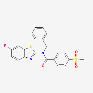 molecular formula C22H17FN2O3S2 B2683071 N-benzyl-N-(6-fluorobenzo[d]thiazol-2-yl)-4-(methylsulfonyl)benzamide CAS No. 899735-04-7