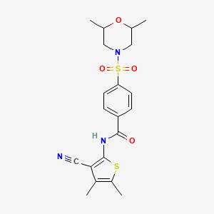 molecular formula C20H23N3O4S2 B2683073 N-(3-cyano-4,5-dimethylthiophen-2-yl)-4-((2,6-dimethylmorpholino)sulfonyl)benzamide CAS No. 896302-24-2