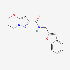 molecular formula C16H15N3O3 B2683088 N-(benzofuran-2-ylmethyl)-6,7-dihydro-5H-pyrazolo[5,1-b][1,3]oxazine-2-carboxamide CAS No. 1797125-25-7
