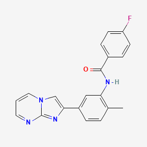 4-fluoro-N-(5-imidazo[1,2-a]pyrimidin-2-yl-2-methylphenyl)benzamide