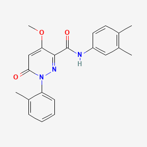 molecular formula C21H21N3O3 B2683105 N-(3,4-dimethylphenyl)-4-methoxy-1-(2-methylphenyl)-6-oxo-1,6-dihydropyridazine-3-carboxamide CAS No. 1002255-32-4