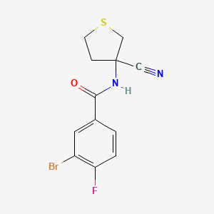 molecular formula C12H10BrFN2OS B2683125 3-Bromo-N-(3-cyanothiolan-3-YL)-4-fluorobenzamide CAS No. 1436279-57-0
