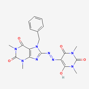 5-(2-(7-benzyl-1,3-dimethyl-2,6-dioxo-2,3,6,7-tetrahydro-1H-purin-8-yl)hydrazono)-1,3-dimethylpyrimidine-2,4,6(1H,3H,5H)-trione