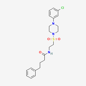 molecular formula C22H28ClN3O3S B2683151 N-(2-((4-(3-chlorophenyl)piperazin-1-yl)sulfonyl)ethyl)-4-phenylbutanamide CAS No. 897613-23-9