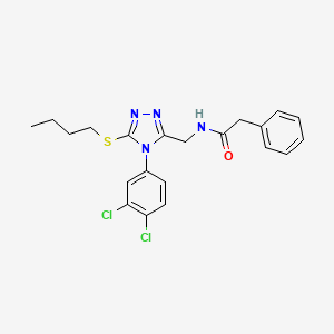 molecular formula C21H22Cl2N4OS B2683154 N-{[5-(butylsulfanyl)-4-(3,4-dichlorophenyl)-4H-1,2,4-triazol-3-yl]methyl}-2-phenylacetamide CAS No. 389071-48-1