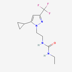 molecular formula C12H17F3N4O B2683161 1-(2-(5-cyclopropyl-3-(trifluoromethyl)-1H-pyrazol-1-yl)ethyl)-3-ethylurea CAS No. 1797236-68-0