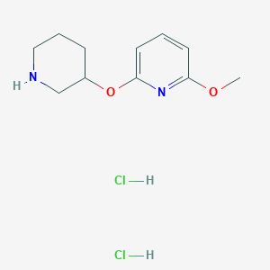 molecular formula C11H18Cl2N2O2 B2683162 2-Methoxy-6-(piperidin-3-yloxy)pyridinedihydrochloride CAS No. 1779128-37-8