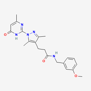 3-(3,5-dimethyl-1-(4-methyl-6-oxo-1,6-dihydropyrimidin-2-yl)-1H-pyrazol-4-yl)-N-(3-methoxybenzyl)propanamide