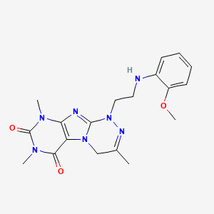 molecular formula C19H23N7O3 B2683178 1-(2-((2-甲氧基苯基)氨基)乙基)-3,7,9-三甲基-7,9-二氢-[1,2,4]三嗪[3,4-f]嘧啶-6,8(1H,4H)-二酮 CAS No. 923238-07-7