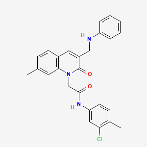 molecular formula C26H24ClN3O2 B2683207 N-(3-chloro-4-methylphenyl)-2-{7-methyl-2-oxo-3-[(phenylamino)methyl]-1,2-dihydroquinolin-1-yl}acetamide CAS No. 893789-92-9