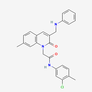 molecular formula C26H24ClN3O2 B2683207 2-[3-(anilinomethyl)-7-methyl-2-oxoquinolin-1(2H)-yl]-N-(3-chloro-4-methylphenyl)acetamide CAS No. 893789-92-9