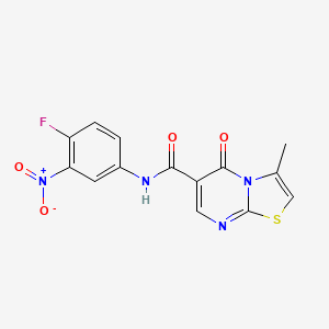 molecular formula C14H9FN4O4S B2683208 N-(4-fluoro-3-nitrophenyl)-3-methyl-5-oxo-5H-thiazolo[3,2-a]pyrimidine-6-carboxamide CAS No. 851945-88-5