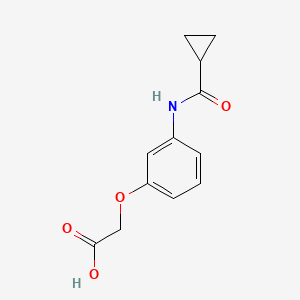 molecular formula C12H13NO4 B2683210 2-(3-cyclopropaneamidophenoxy)acetic acid CAS No. 890984-16-4