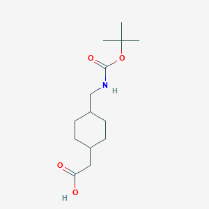 molecular formula C14H25NO4 B2683212 2-[4-[[(2-methylpropan-2-yl)oxycarbonylamino]methyl]cyclohexyl]acetic Acid CAS No. 180046-57-5