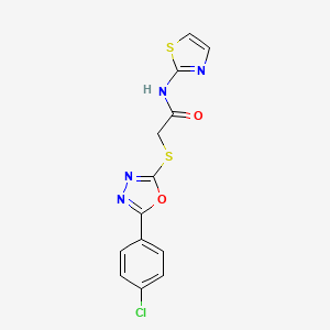 molecular formula C13H9ClN4O2S2 B2683214 2-[[5-(4-chlorophenyl)-1,3,4-oxadiazol-2-yl]sulfanyl]-N-(1,3-thiazol-2-yl)acetamide CAS No. 84327-93-5