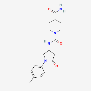 molecular formula C18H24N4O3 B2683215 N1-(5-oxo-1-(p-tolyl)pyrrolidin-3-yl)piperidine-1,4-dicarboxamide CAS No. 887465-66-9